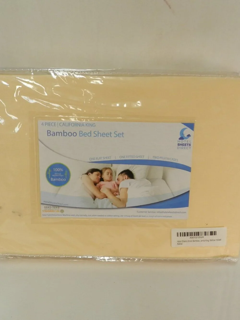 Hotel Sheets Direct 4 Piece California King Bamboo Bed Sheet Set yellow NEW